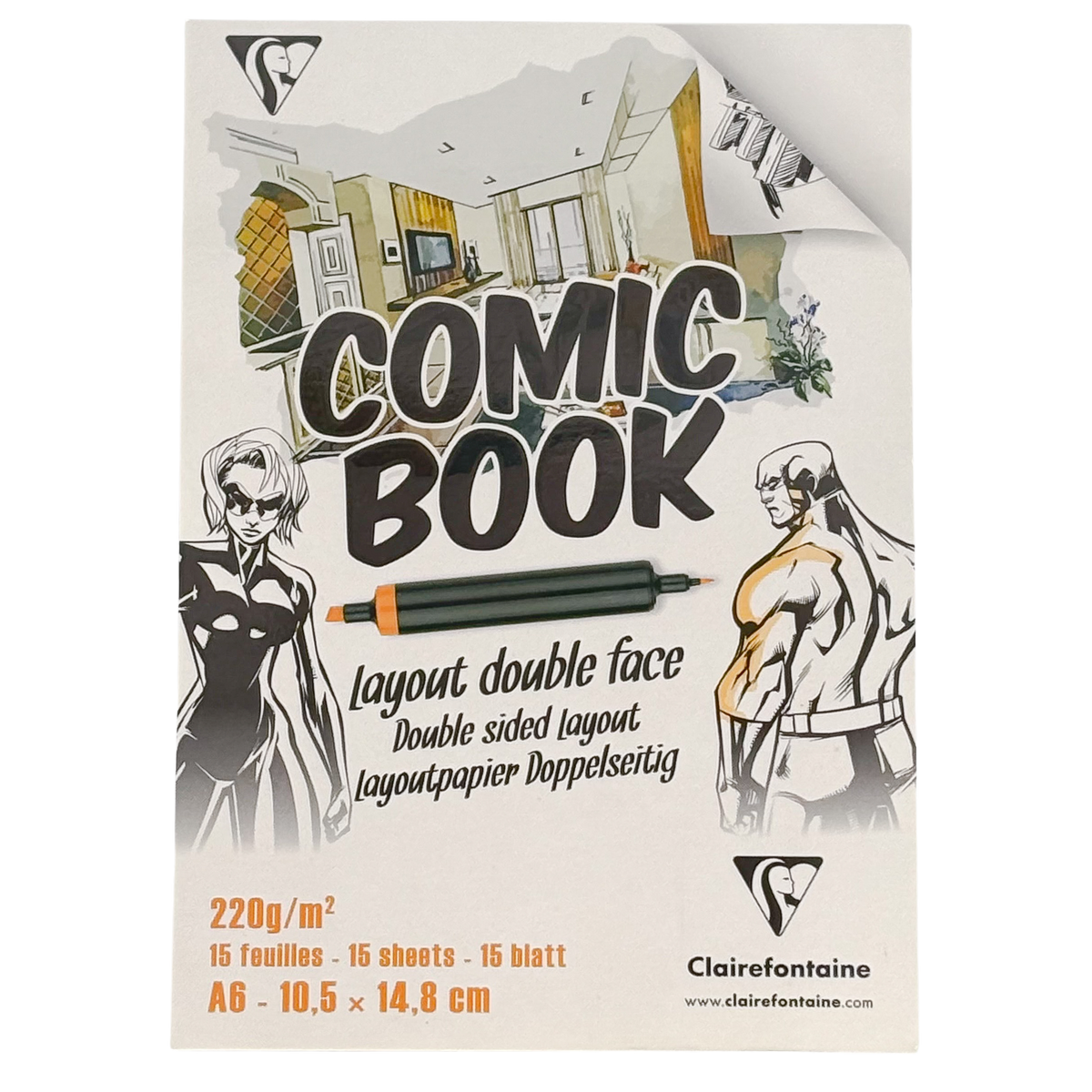 Clairfontaine - Comic Book Paper, 220g, A6, 15 Sheets