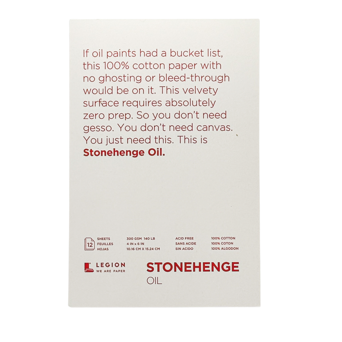 Stonehenge Artist Oil Paper Pad, White 4x6 (12 Sheets)