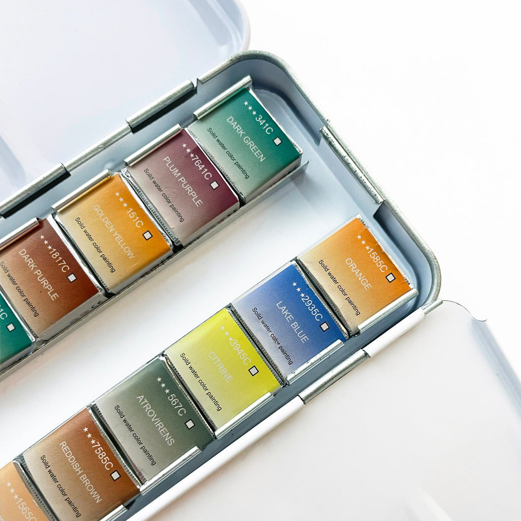 Watercolors – Metal Palette – 12 Colors – Travel Friendly
